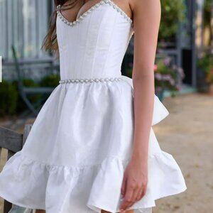 White The Evie Dress in White Windsor Brocade